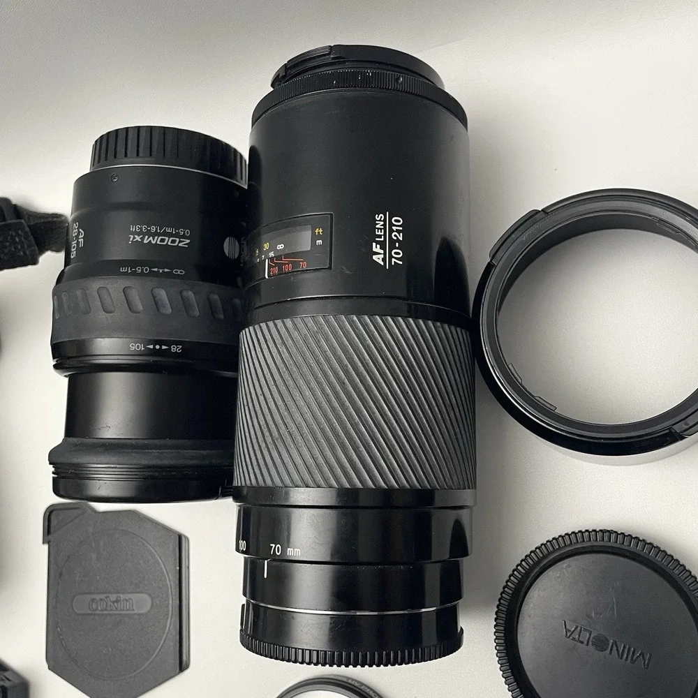 Minolta Maxxum 450si Camera Lot Bundle W/ 28-80mm, 28-105mm & 70-210mm AF Lenses